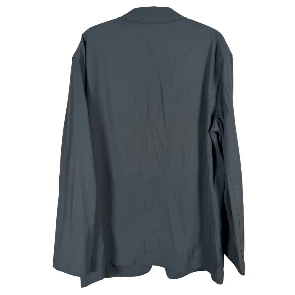 Uniqlo U Blazer Mens L Dark Gray Polyester Linen Blend 3 Button Unstructured